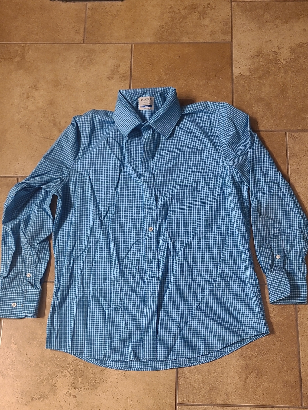 Hagger Men’s Light Blue Checked Dress Shirt